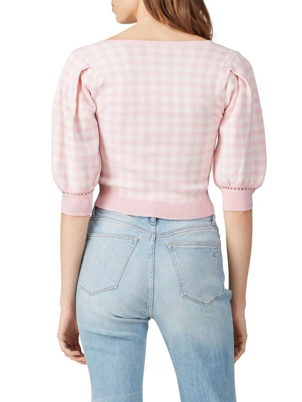 ASTR The Label Skipper Pink White Knit Lace-Up Crop Top Women's Size Medium M - Picture 3 of 9